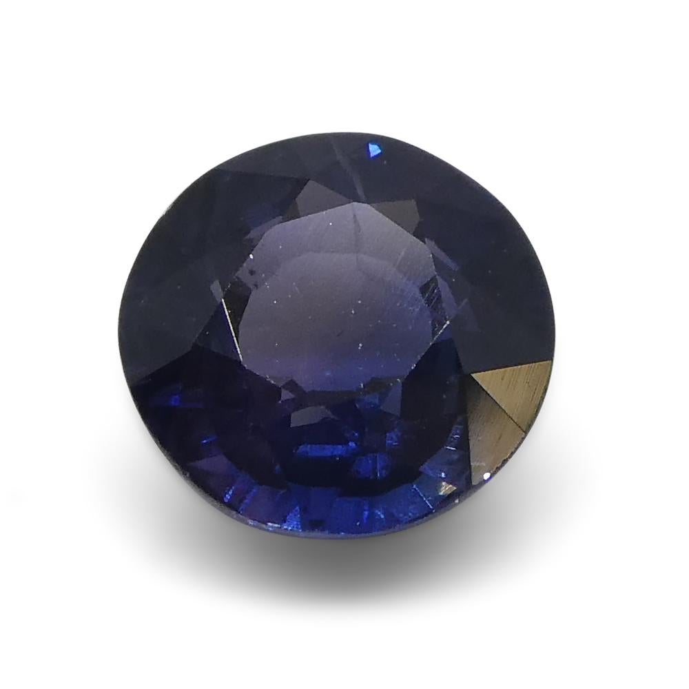 Brilliant Cut 1ct Round Blue Sapphire from Madagascar, Unheated For Sale