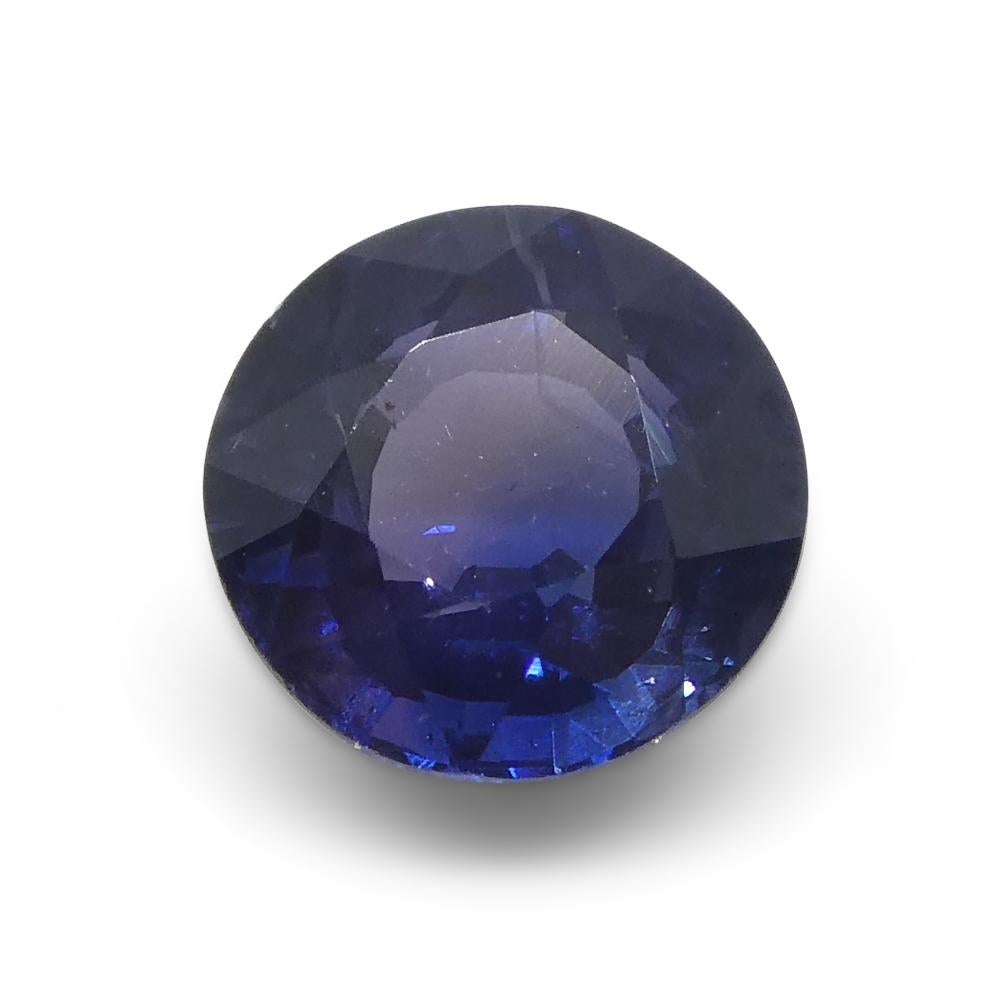 Saphir bleu rond de 1 carat, non chauffé, de Madagascar en vente 2