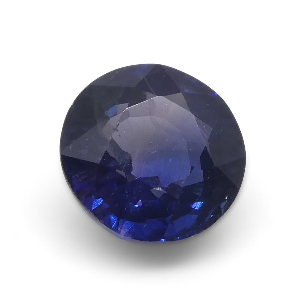 Saphir bleu rond de 1 carat, non chauffé, de Madagascar en vente 3