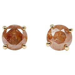 1ct Round Brilliant Cut Burnt Orange Diamond Earrings