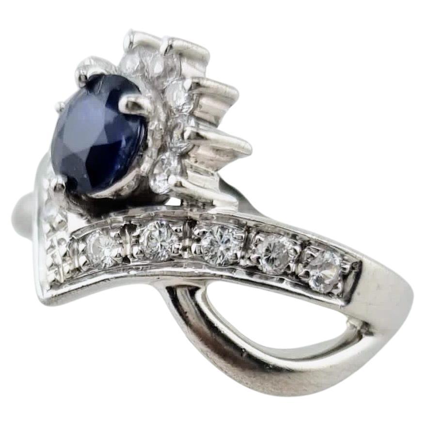 Taglio rotondo Anello a grappolo con zaffiro blu 1ct taglio rotondo Nature non trattato in vendita