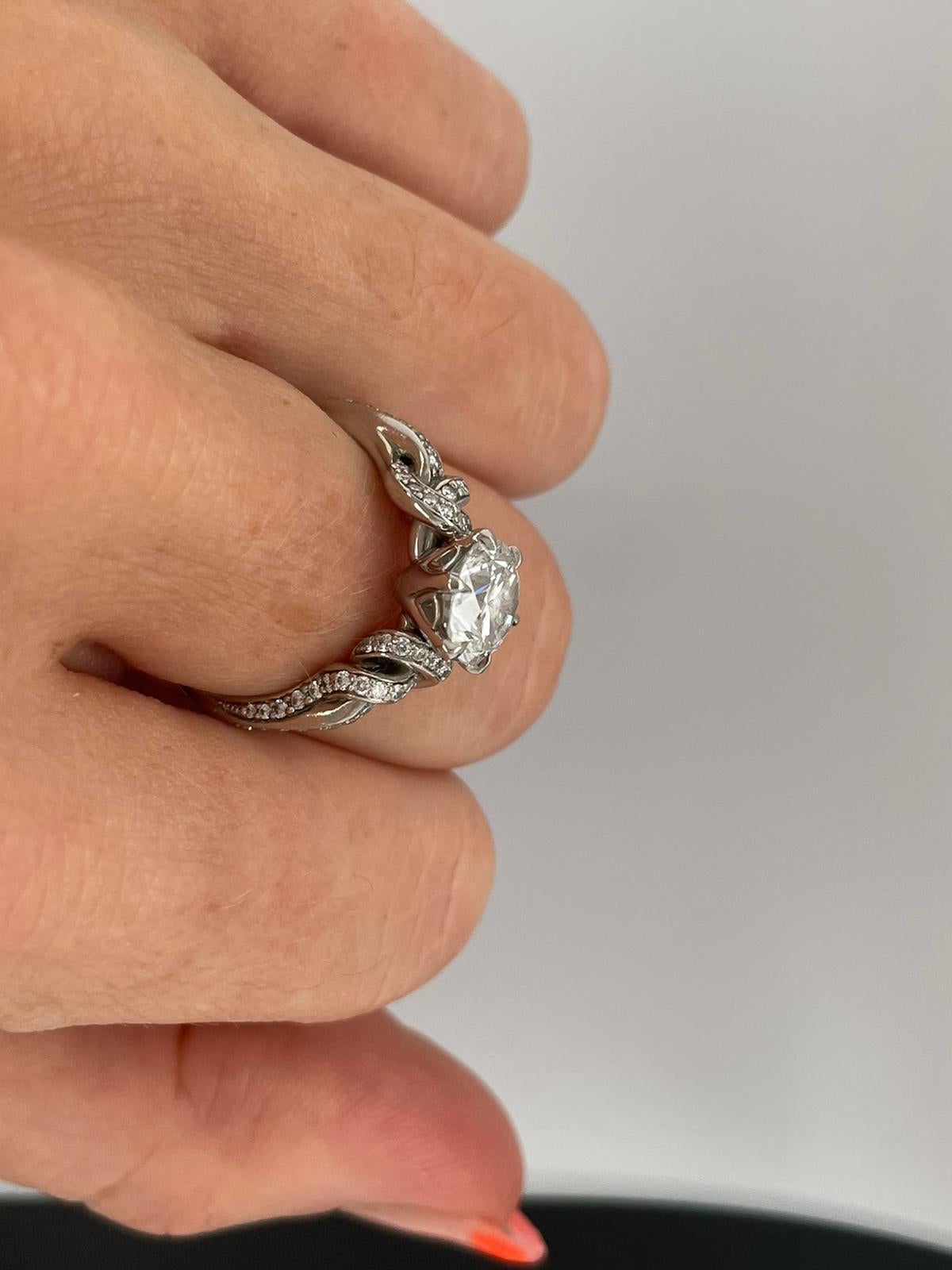 1.60ct Round Diamond Ring in Platinum with Pave Diamond Knots 16