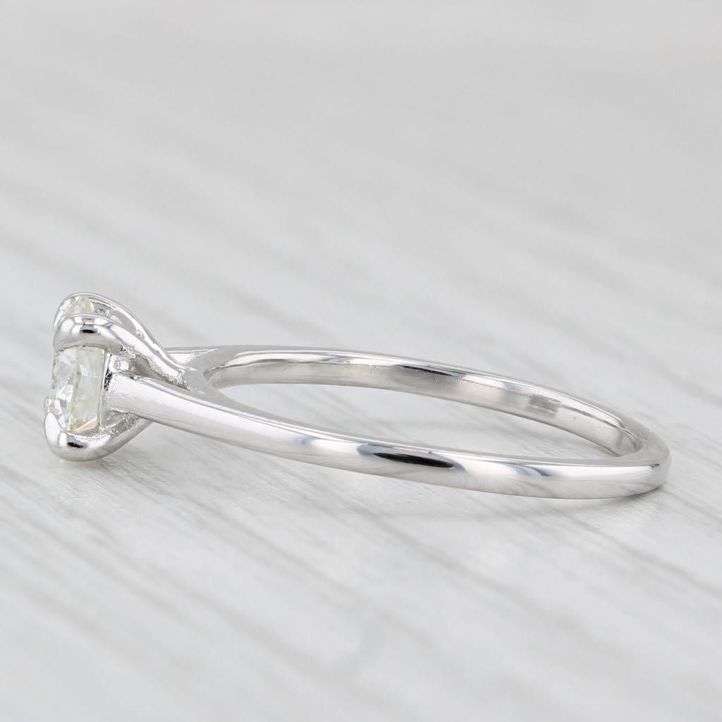 Taille ronde Bague de fiançailles solitaire en or blanc 14 carats avec diamant rond de 1 carat, taille 7,25 GIA en vente