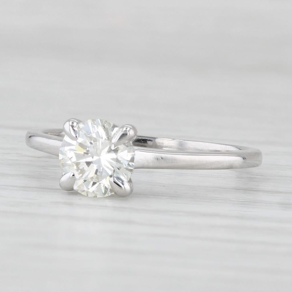Bague de fiançailles solitaire en or blanc 14 carats avec diamant rond de 1 carat, taille 7,25 GIA Bon état - En vente à McLeansville, NC
