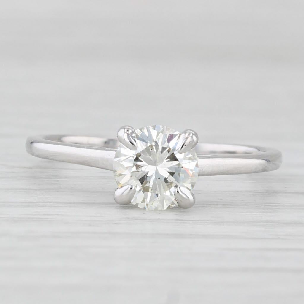 Bague de fiançailles solitaire en or blanc 14 carats avec diamant rond de 1 carat, taille 7,25 GIA Unisexe en vente