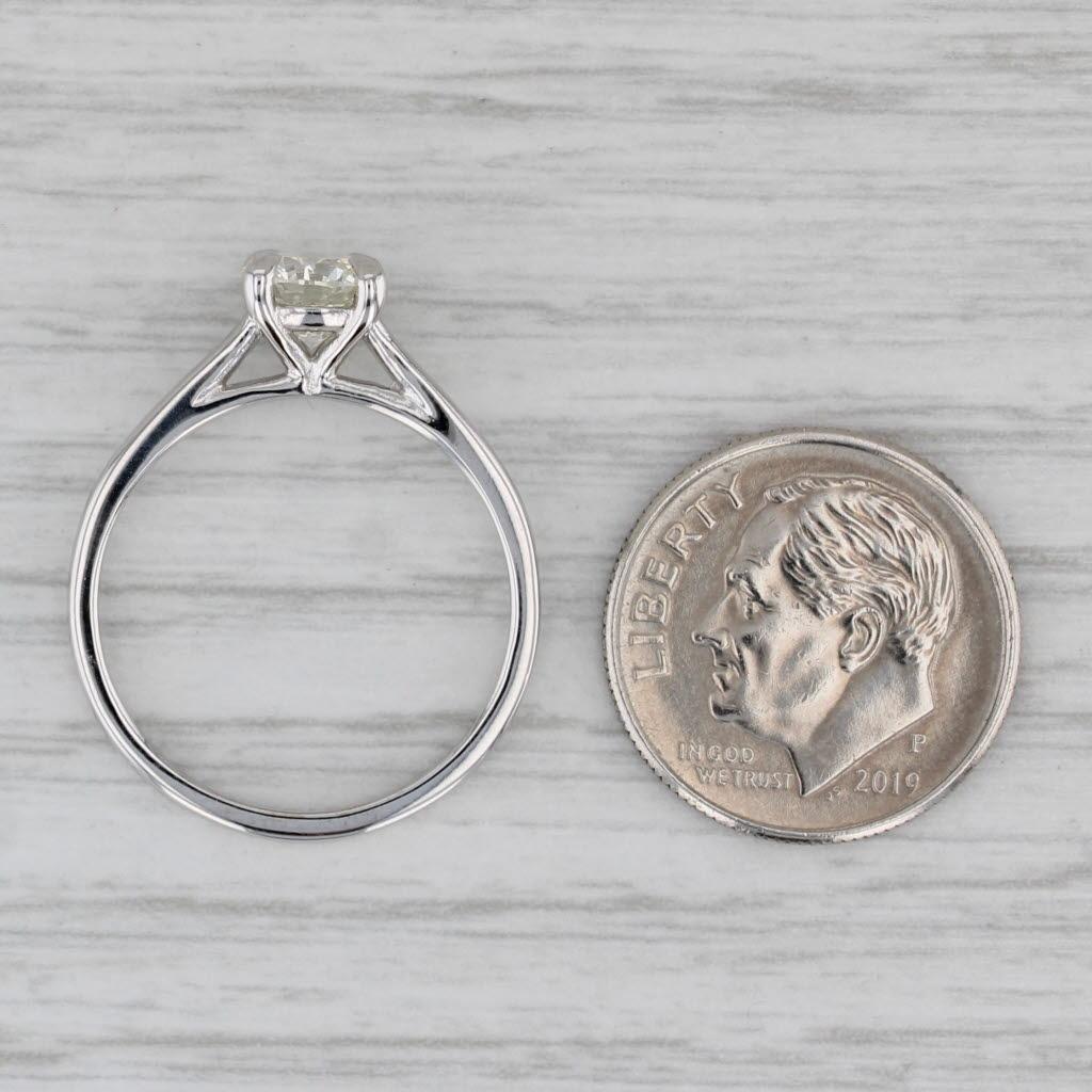 Bague de fiançailles solitaire en or blanc 14 carats avec diamant rond de 1 carat, taille 7,25 GIA en vente 2