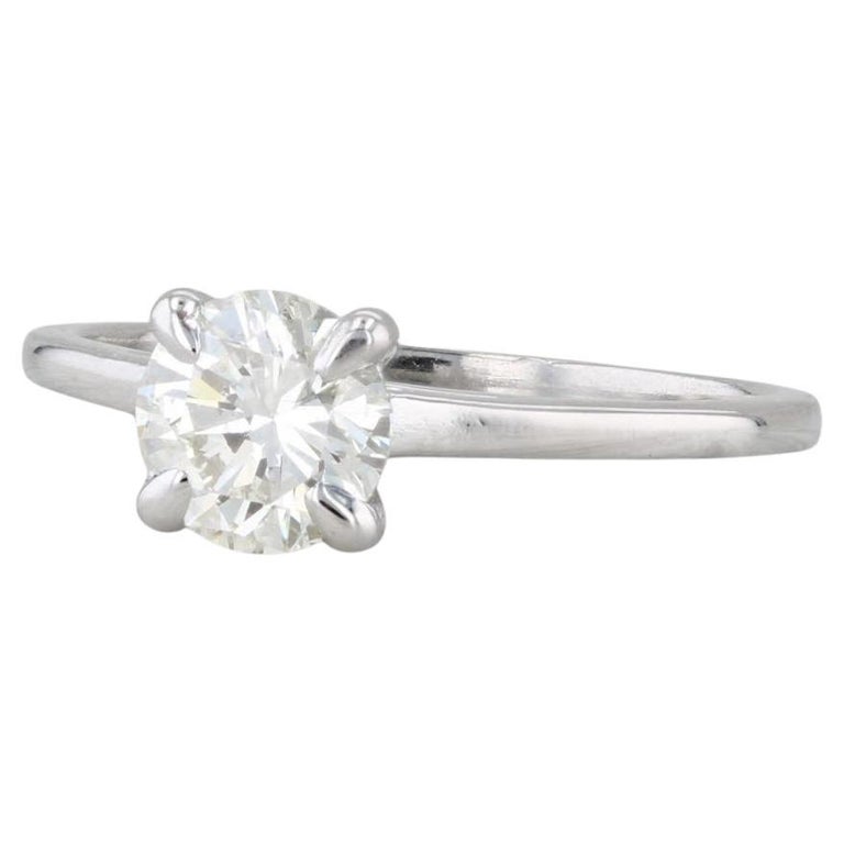 Bague De Fiançailles Diamant 1 Carat - Solitaire Or Blanc 14 Carats, Diamant Rond F/SI1, Neuf Sous écrin