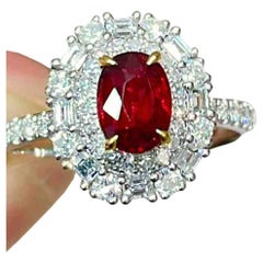 1ct Ruby Halo Cocktail Ring with 0.98ct White Diamonds in 18K White Gold