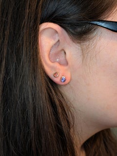 1ct Tanzanite Earring Studs With Natural Diamond Accents in Solid 14K Gold, 5mm