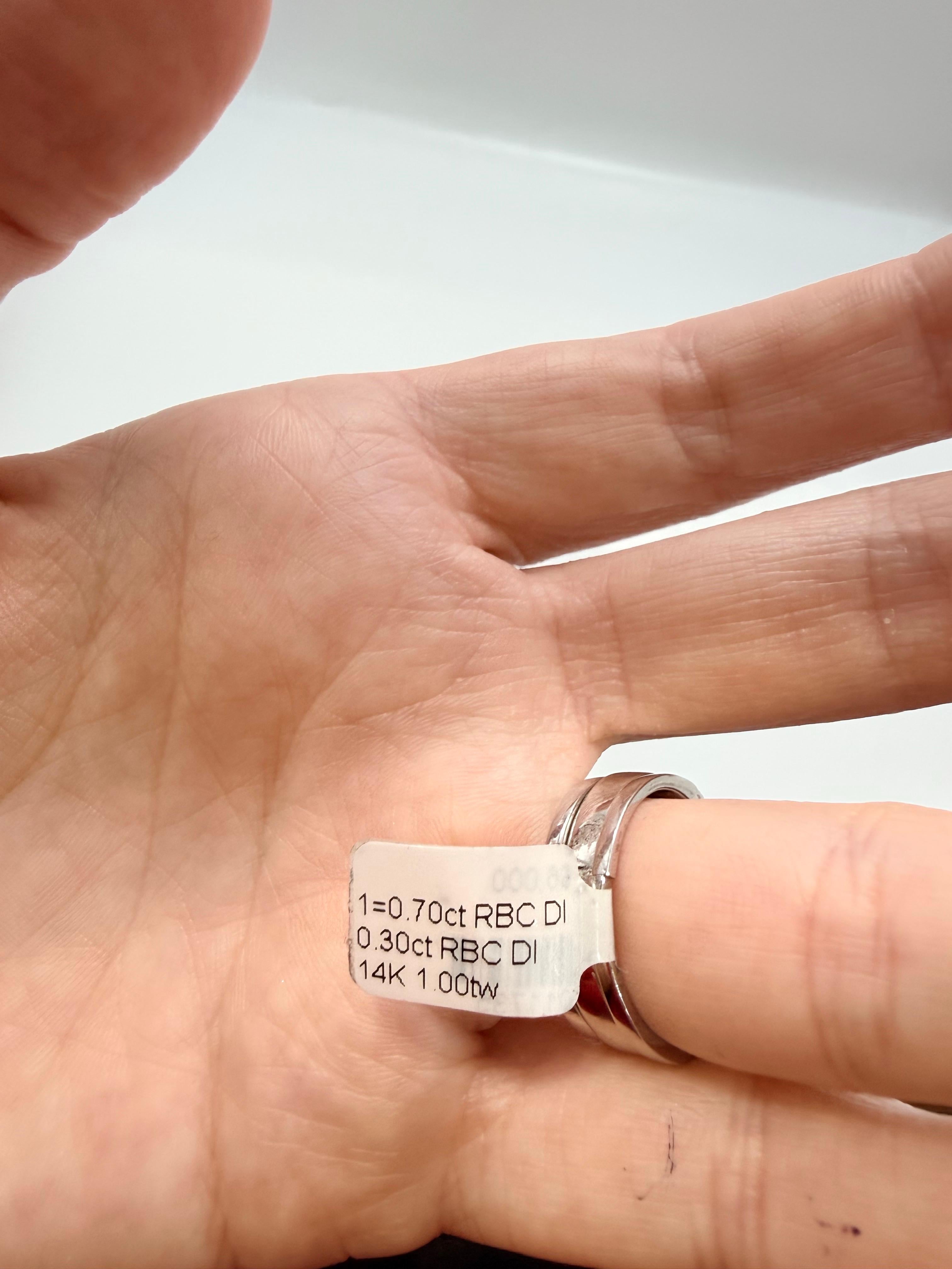 1ct Trois bagues en une Bague de fiançailles saphir diamant 14KT Unisexe en vente