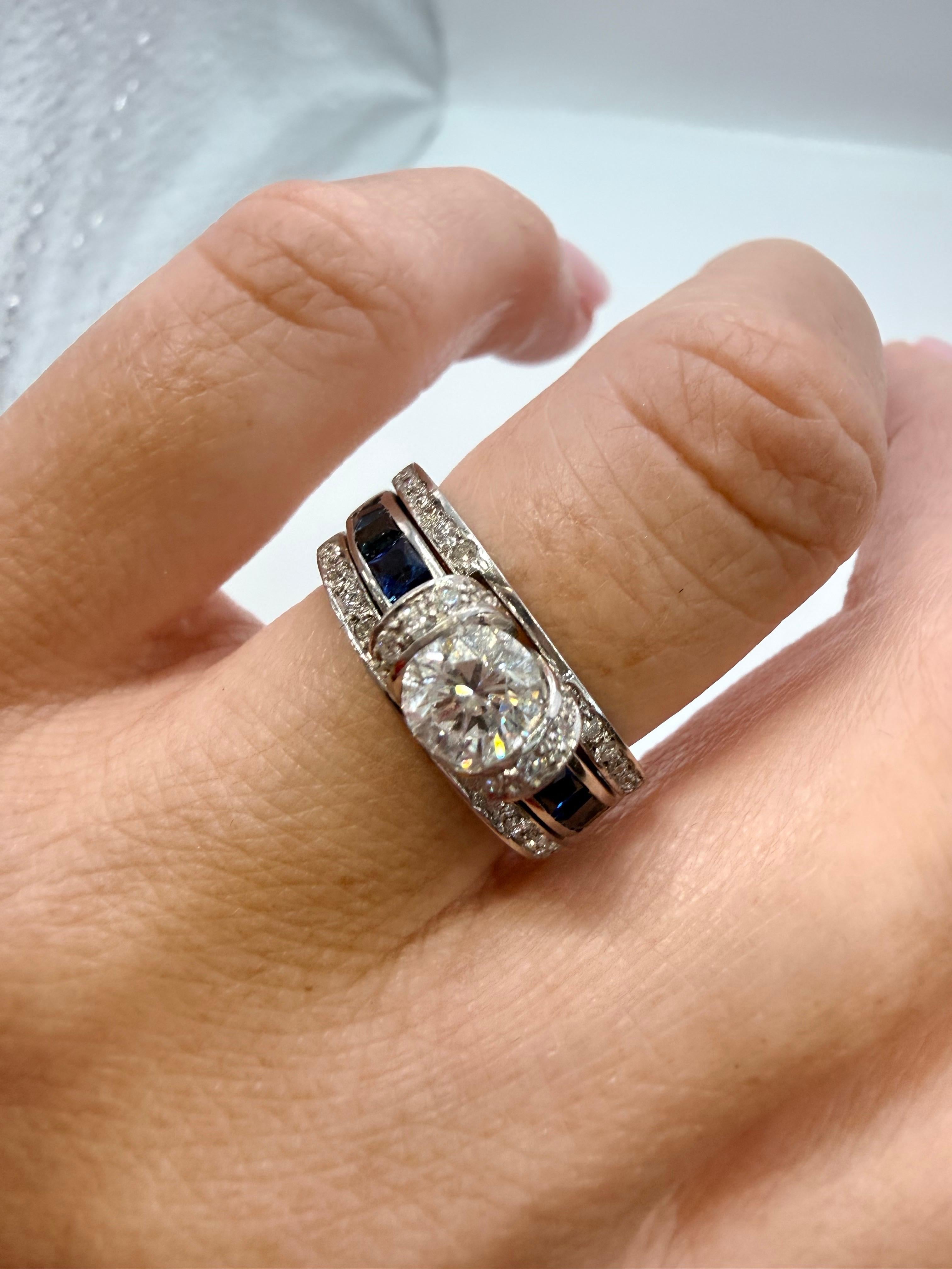 1ct Trois bagues en une Bague de fiançailles saphir diamant 14KT en vente 1