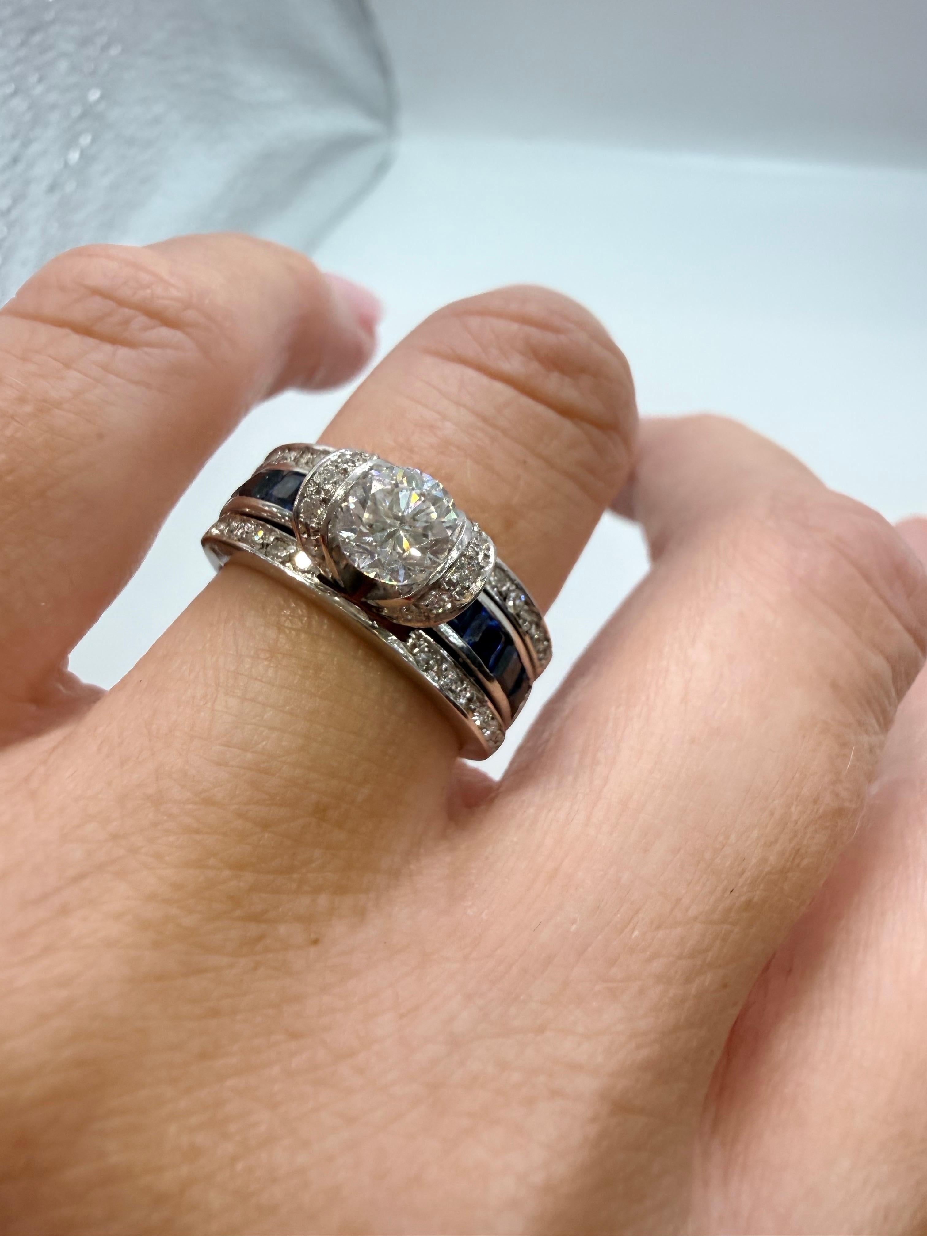 1ct Trois bagues en une Bague de fiançailles saphir diamant 14KT en vente 2