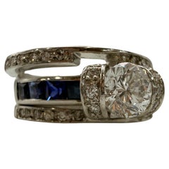 1ct Trois bagues en une Bague de fiançailles saphir diamant 14KT