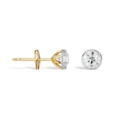 1 Carat Old Cut Diamond Studs in Gold and Platinum in Cut Down Setting