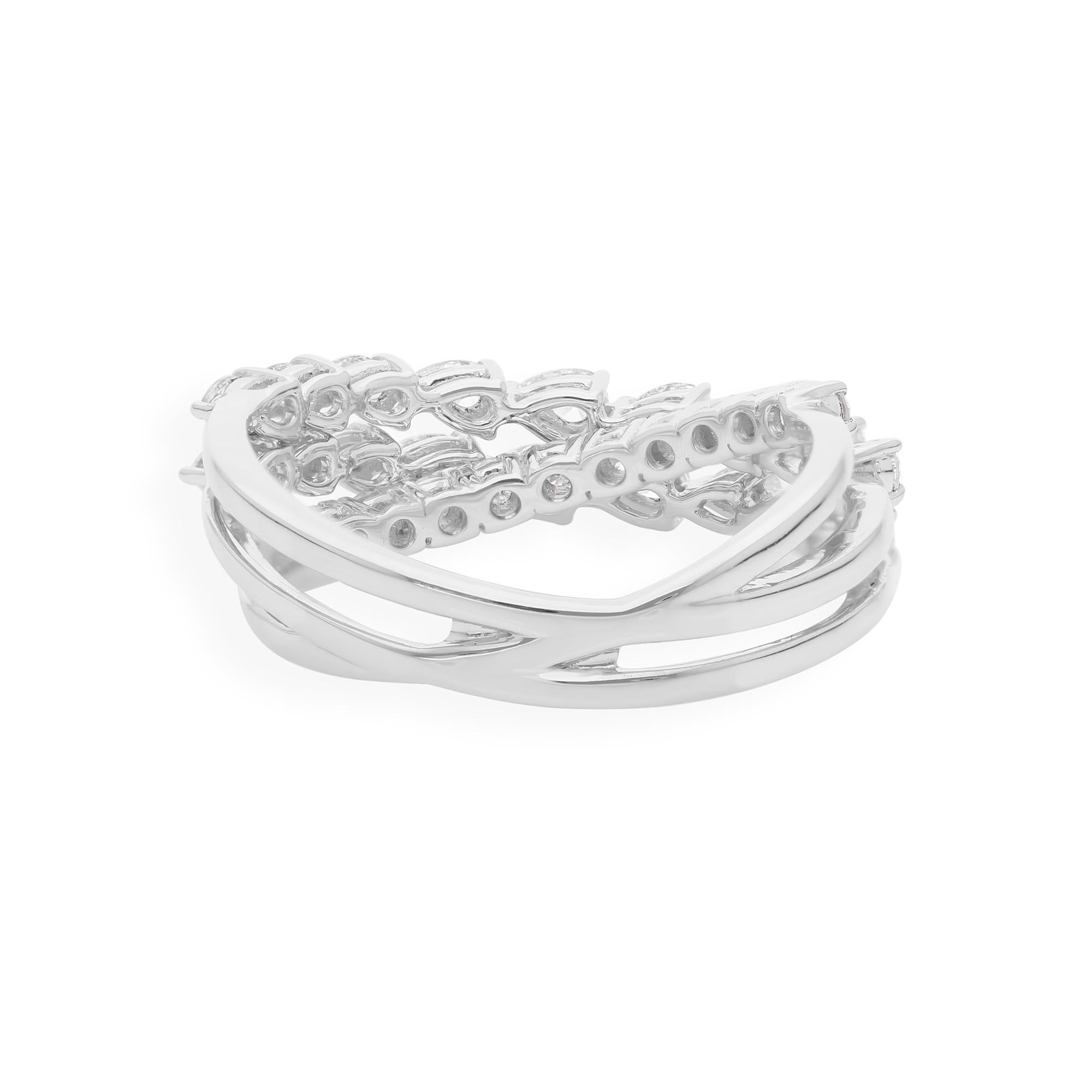 En venta: 1Ct Triple Fila Pera Diamante Brillante Anillo Apilable Oro 18k Joyería Fina  6