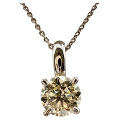 1ct VS diamond pendant necklace 18KT gold 18" chain GIA certified