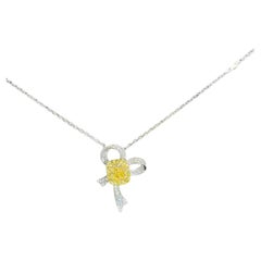 1ct Yellow Diamond Ribbon & Bow Necklace with 0.27ct White Diamonds 18K Gold