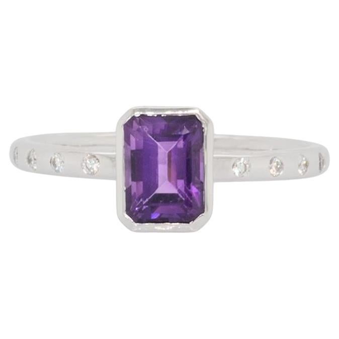 1ct sambischen Amethyst Ring mit natürlichen Diamanten Akzente: Massiv 14k Gold, 7x5mm