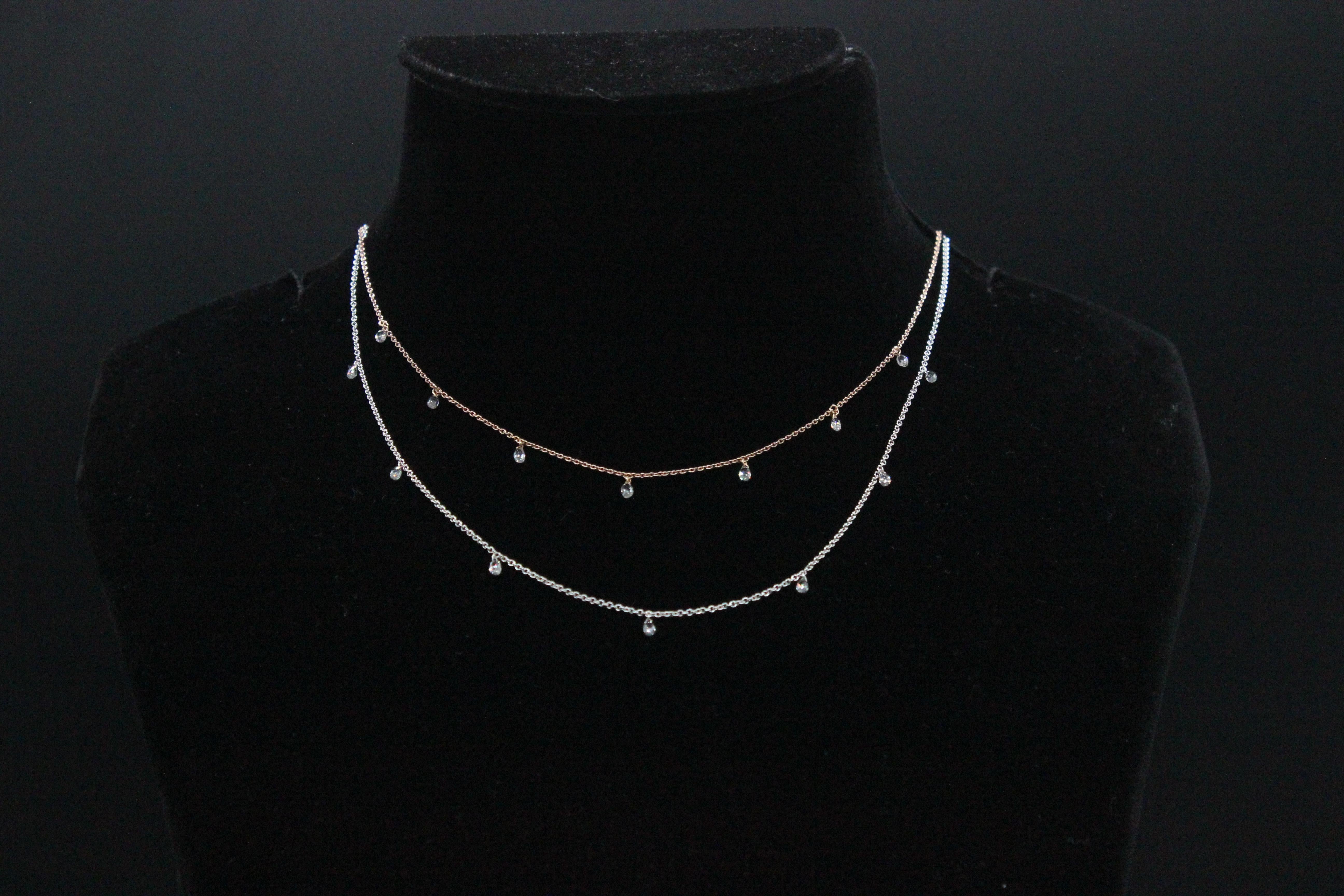 Modern PANIM 1 Carat Mille Etoiles Dangling Diamond Necklace in 18 Karat White Gold For Sale