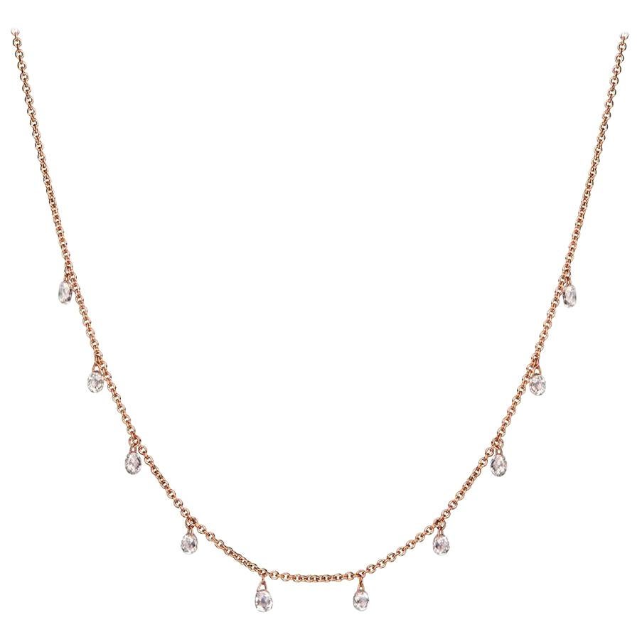 PANIM 1 Carat Mille Etoiles Dangling Diamond Necklace in 18 Karat White Gold For Sale