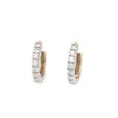 1ctw 18k Yellow and White Gold Natural Round Hoops Diamond Earrings G Si2