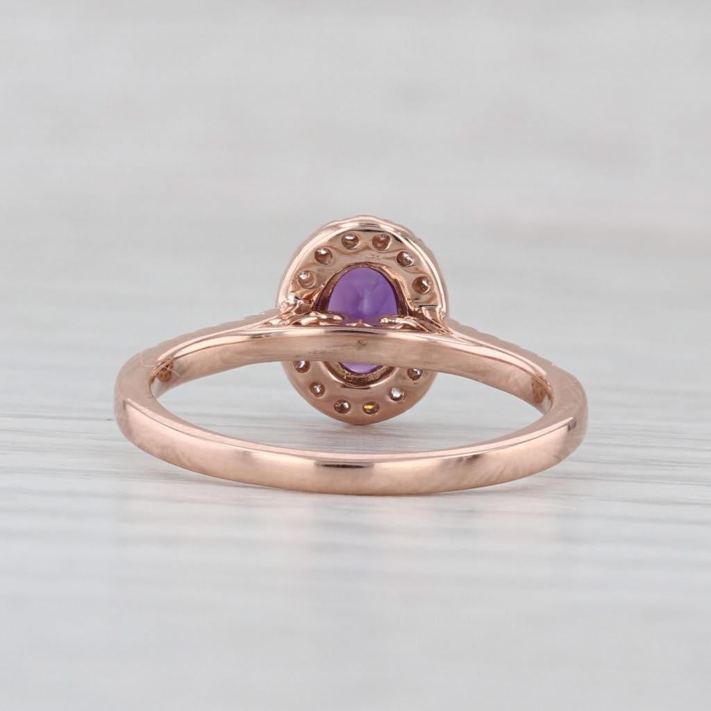 Oval Cut 1ctw Amethyst Diamond Halo Ring 14k Rose Gold Size 7 Engagement For Sale