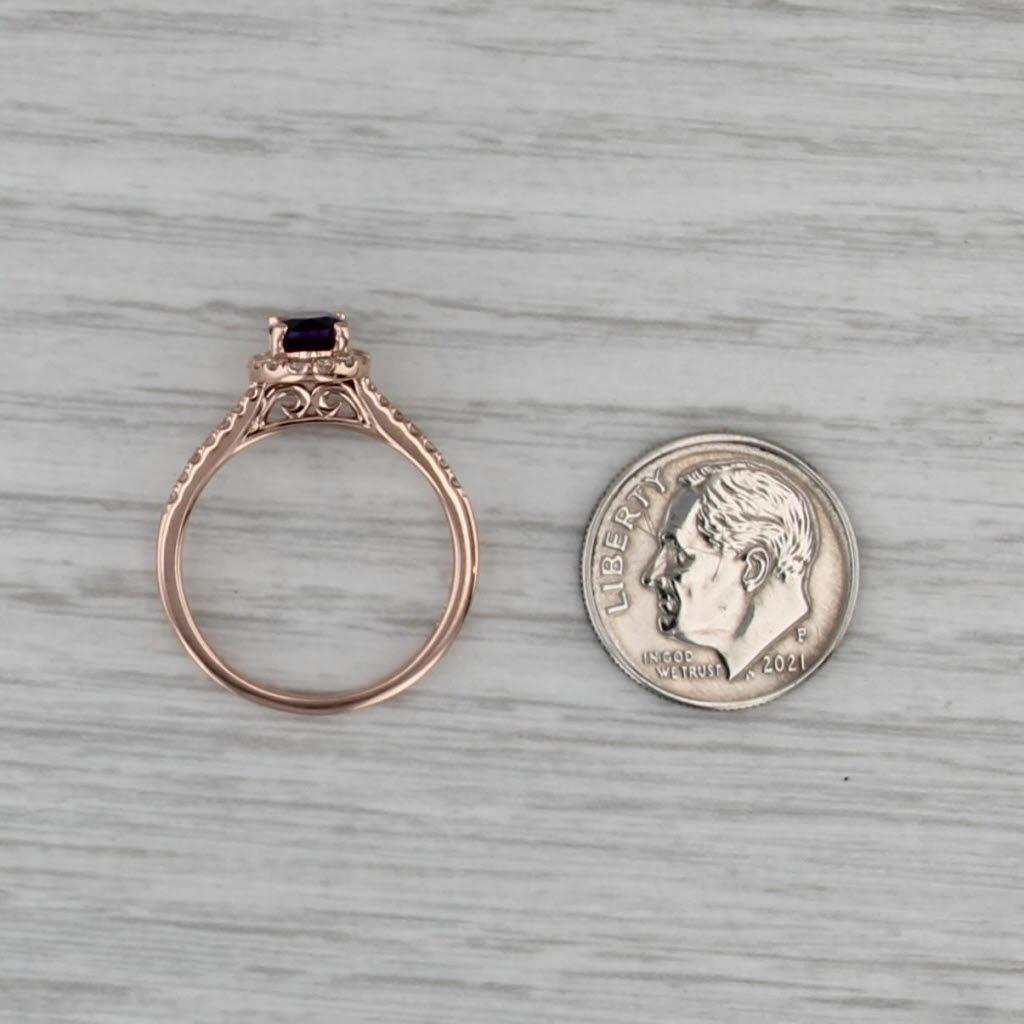 1ctw Amethyst Diamond Halo Ring 14k Rose Gold Size 7 Engagement For Sale 1