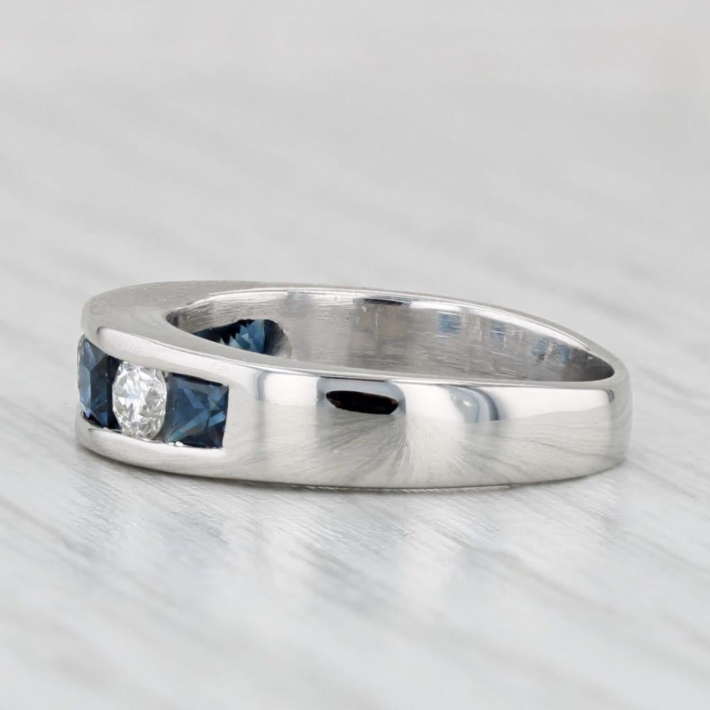 1ctw Blue Sapphire Diamond Ring 950 Platinum Wedding Band Size 4.5-4.75 For Sale 1