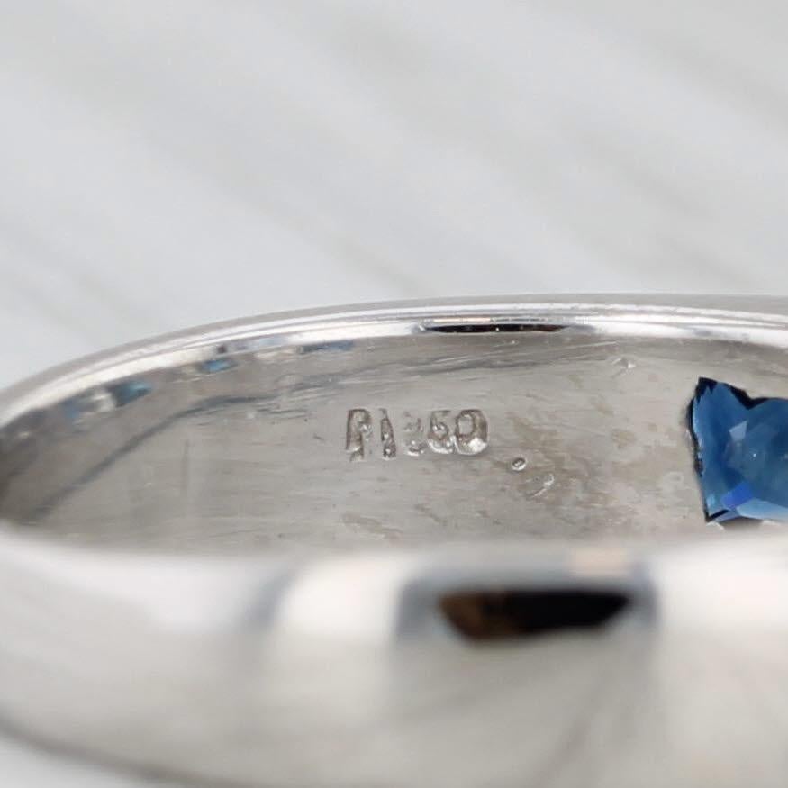 1ctw Blue Sapphire Diamond Ring 950 Platinum Wedding Band Size 4.5-4.75 For Sale 2