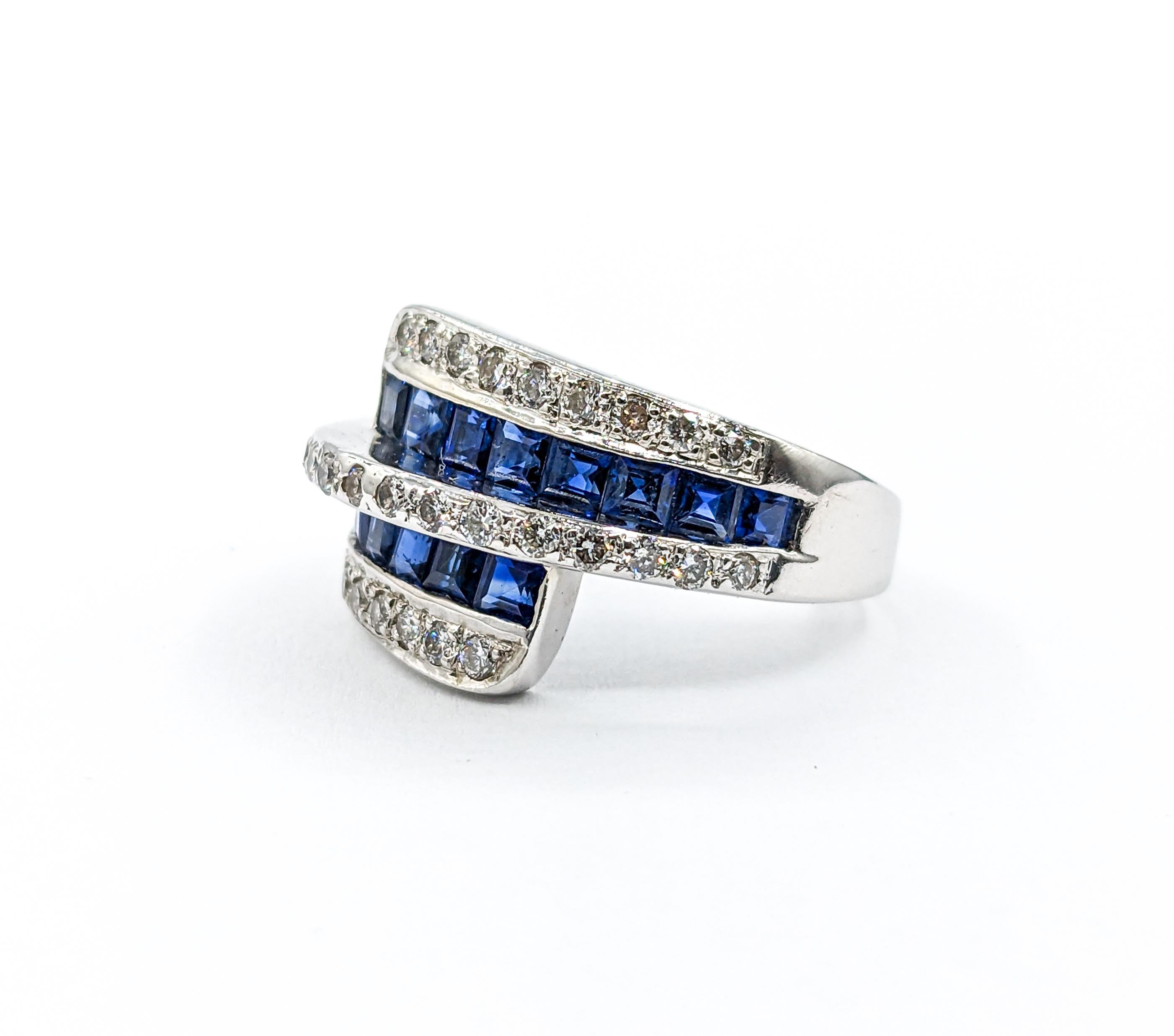 1ctw Blue Sapphire & Diamond Ring In White Gold For Sale 4