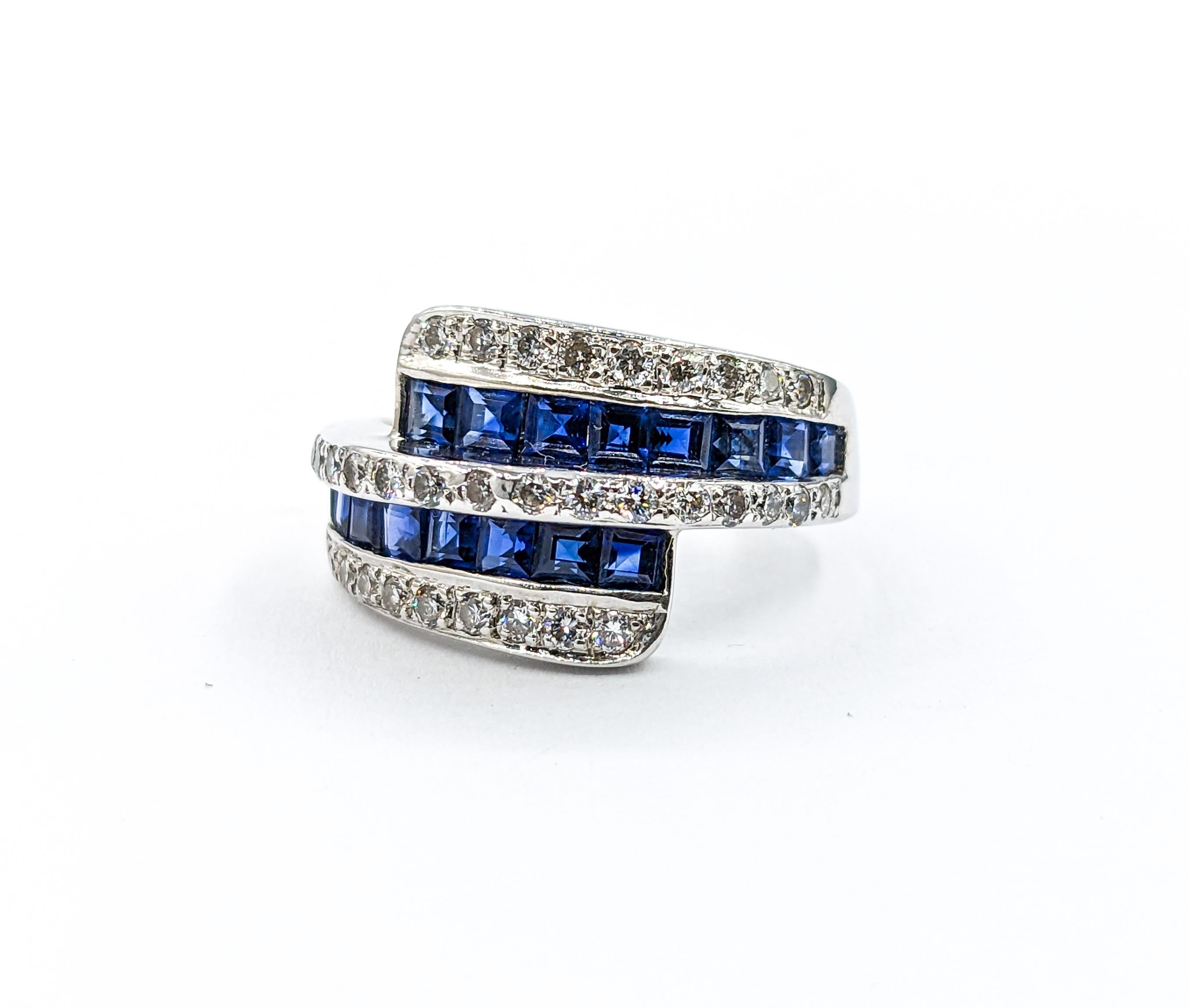 1ctw Blue Sapphire & Diamond Ring In White Gold For Sale 5