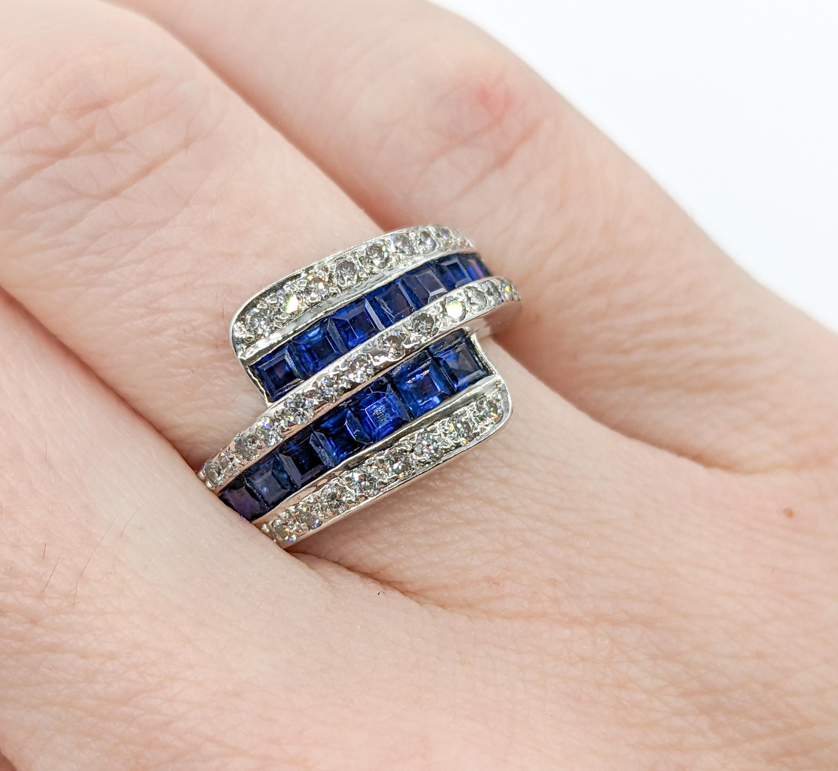1ctw Blue Sapphire & Diamond Ring In White Gold In Excellent Condition For Sale In Bloomington, MN