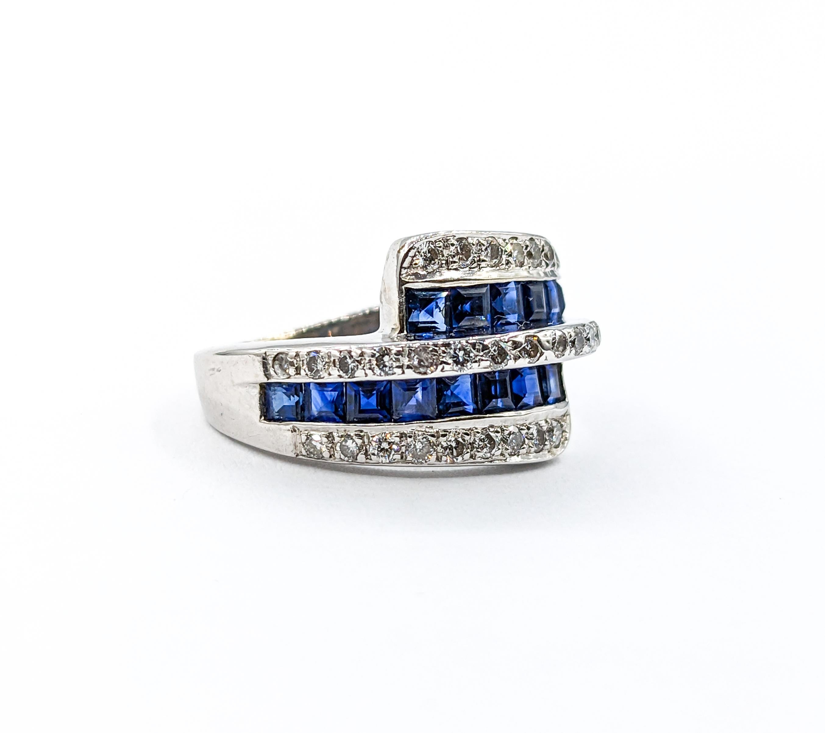 Women's 1ctw Blue Sapphire & Diamond Ring In White Gold For Sale