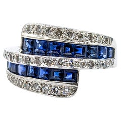 1ctw Blue Sapphire & Diamond Ring In White Gold
