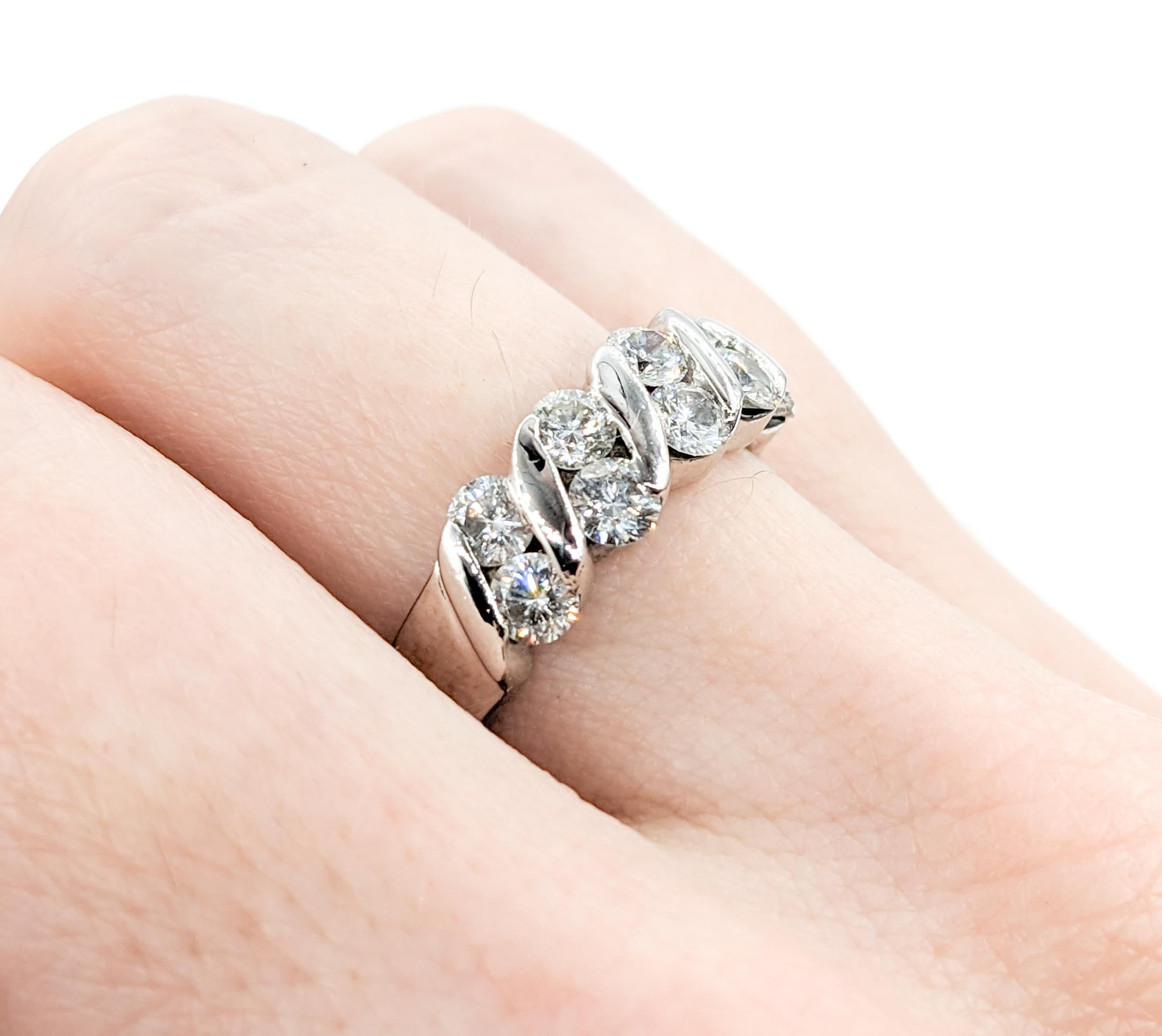 1ctw Channel-Set Diamond Ring White Gold In Excellent Condition For Sale In Bloomington, MN