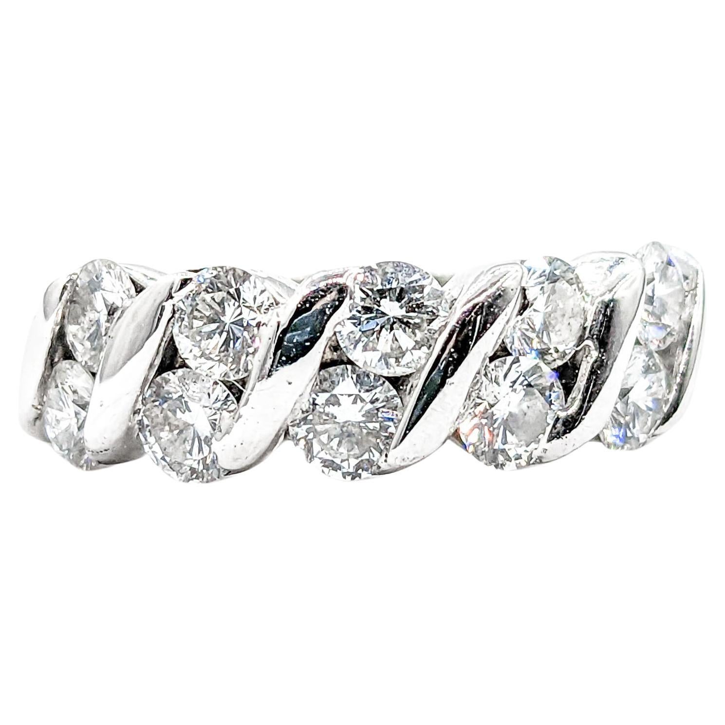 1ctw Channel-Set Diamond Ring White Gold For Sale