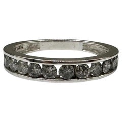 1ctw Channel Set Natural Diamond Ring 10K White Gold Size 9
