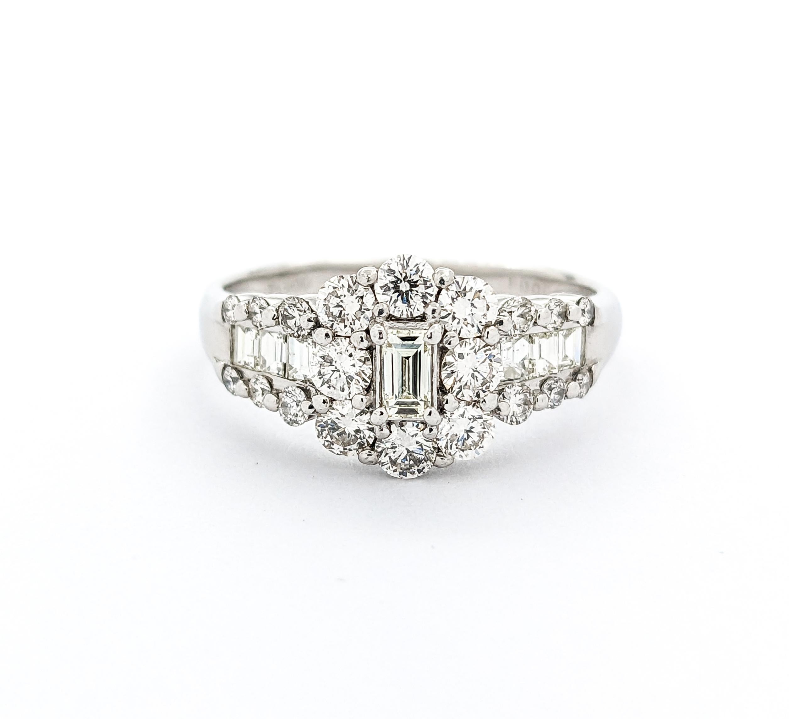 1ctw Cluster Diamond Ring In Platinum For Sale 4