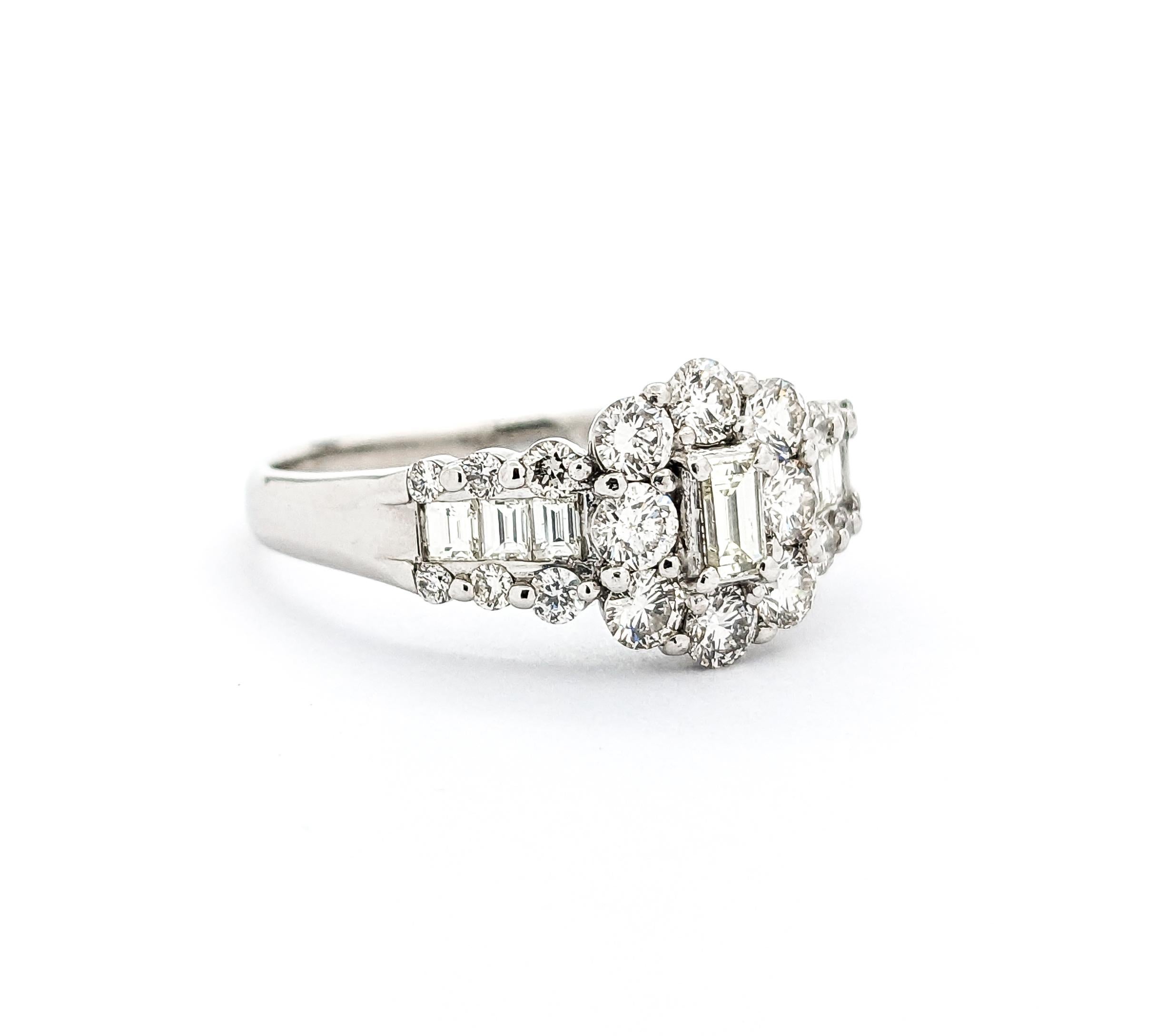 Women's 1ctw Cluster Diamond Ring In Platinum For Sale
