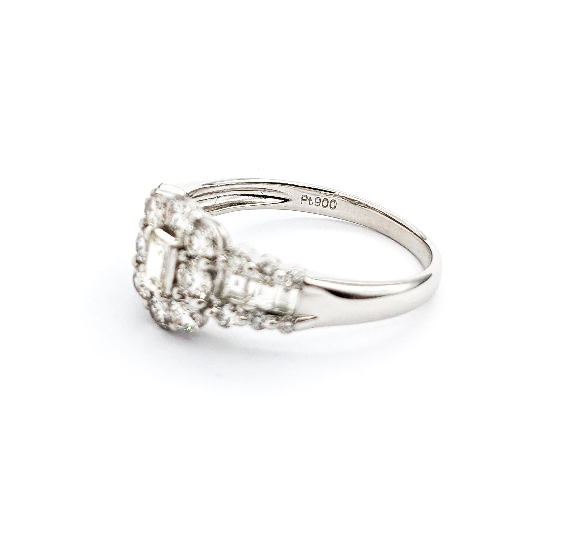 1ctw Cluster Diamond Ring In Platinum For Sale 2