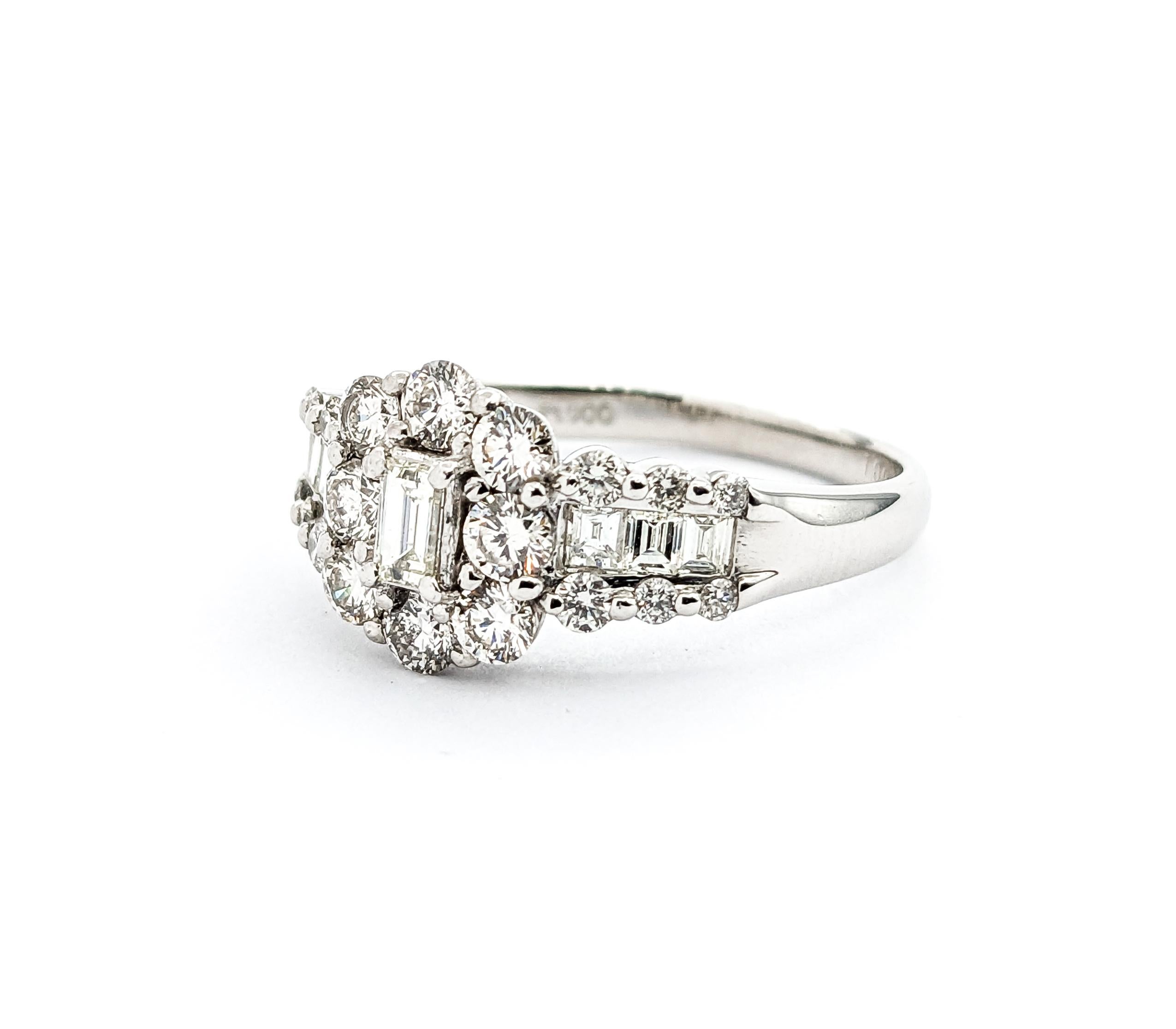 1ctw Cluster Diamond Ring In Platinum For Sale 3