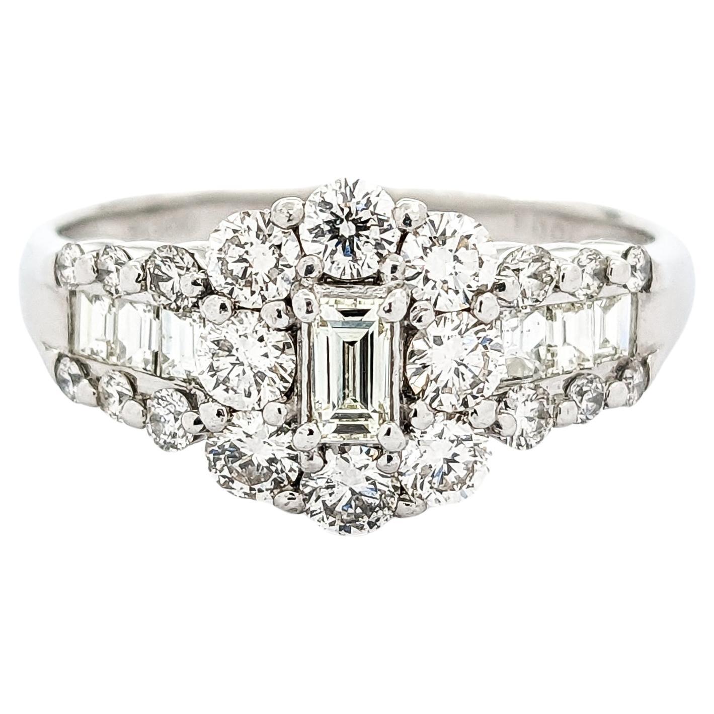 1ctw Cluster Diamond Ring In Platinum For Sale