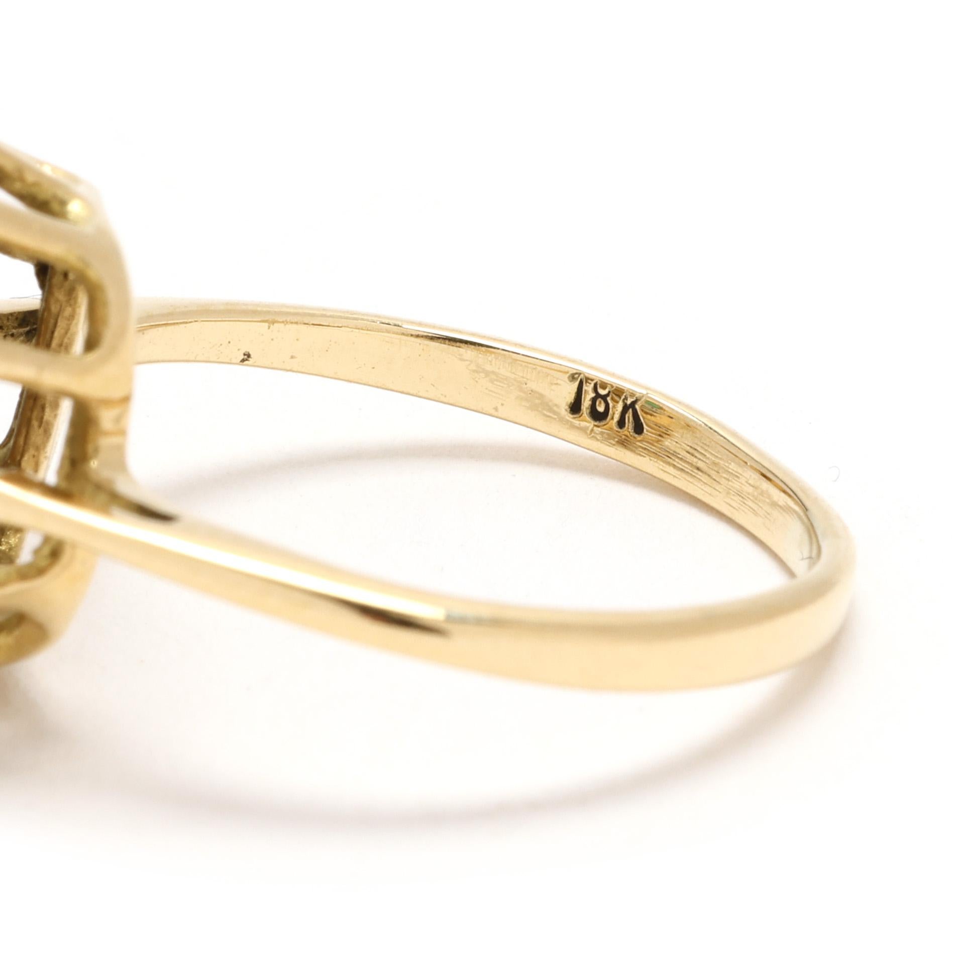 Anillo de cóctel de diamantes y esmeraldas de 1 ctw, oro amarillo de 18 quilates, tamaño del anillo 5,25 en venta 1