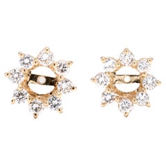 1ctw Diamond and Gold Flower Earring Jackets, 14k Yellow Gold, Multi Diamond