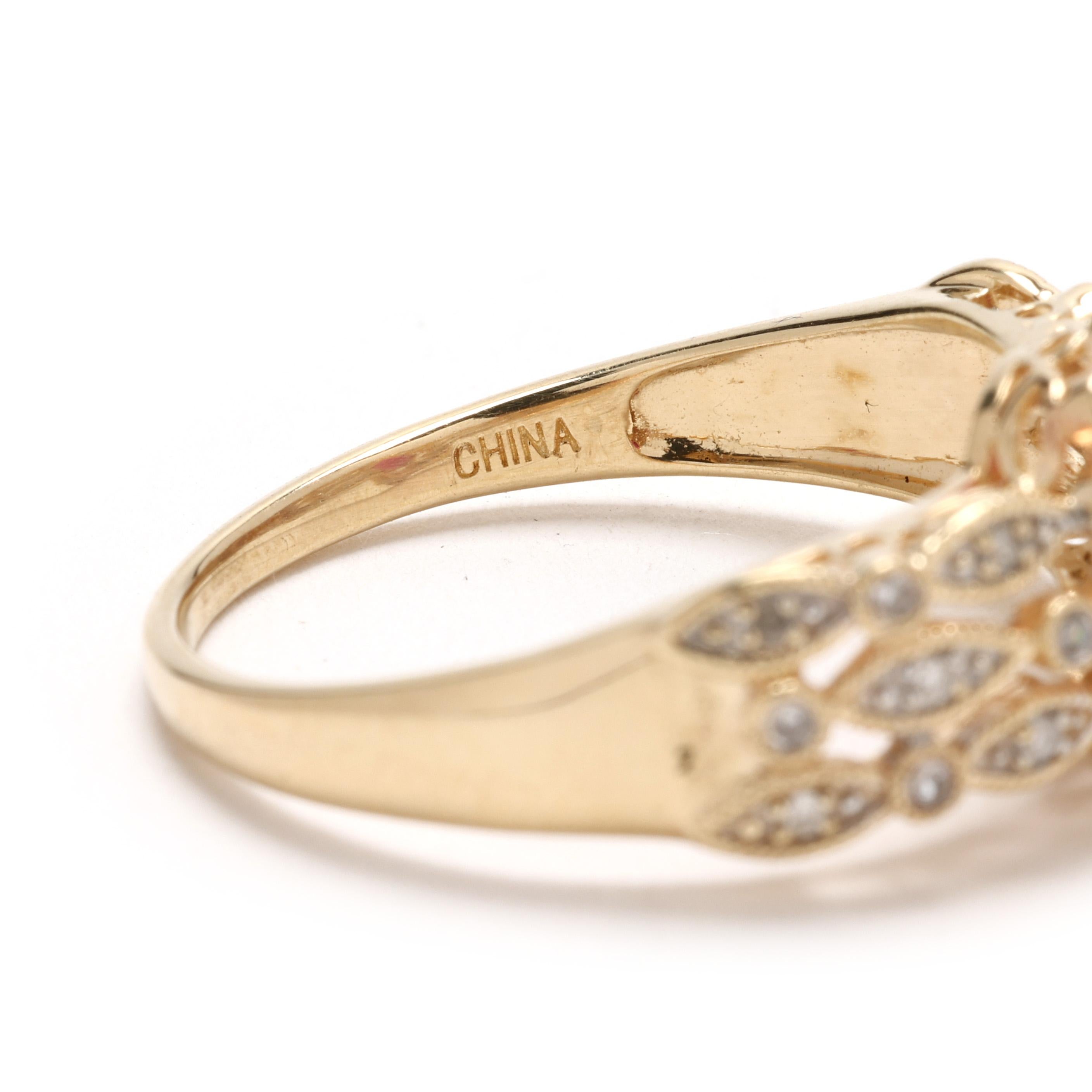 Bague fantaisie en or jaune 10 carats, diamant 1 carat et tourmaline rose, taille 9 Pour femmes en vente