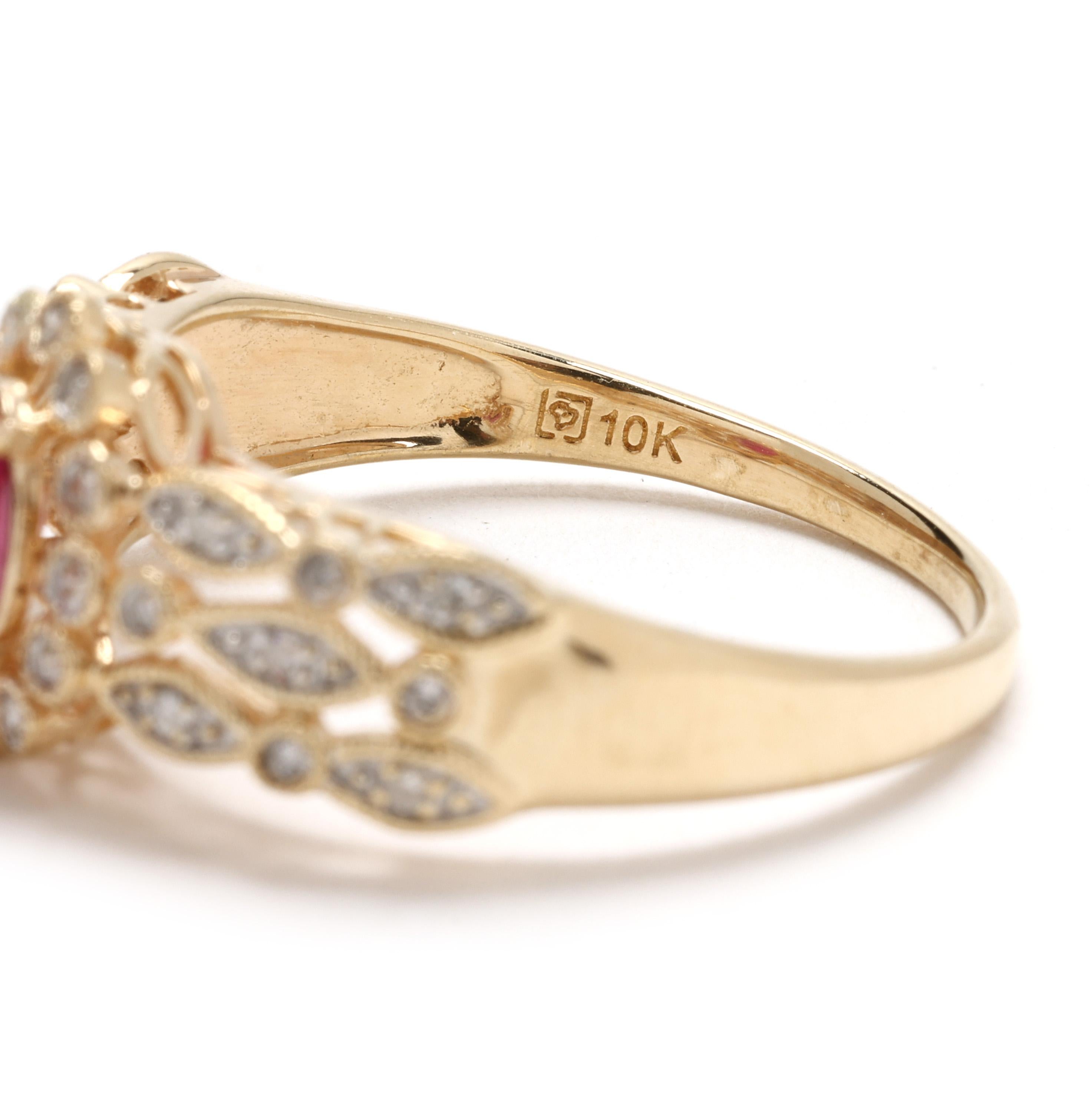 Bague fantaisie en or jaune 10 carats, diamant 1 carat et tourmaline rose, taille 9 en vente 1