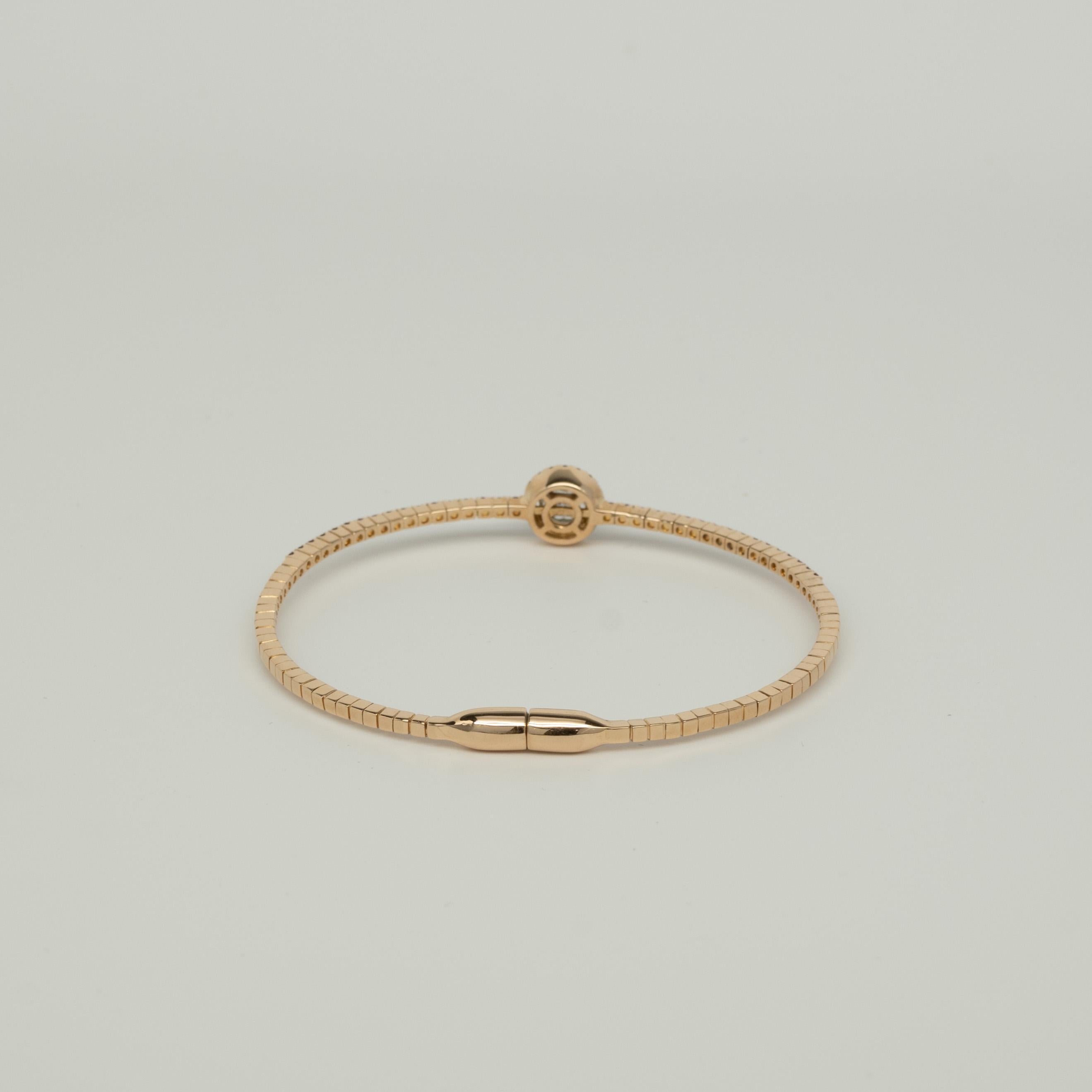 Pulsera de oro rosa de 18 quilates con diamantes y rubíes de 1 quilate 2