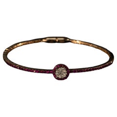 Pulsera de oro rosa de 18 quilates con diamantes y rubíes de 1 quilate