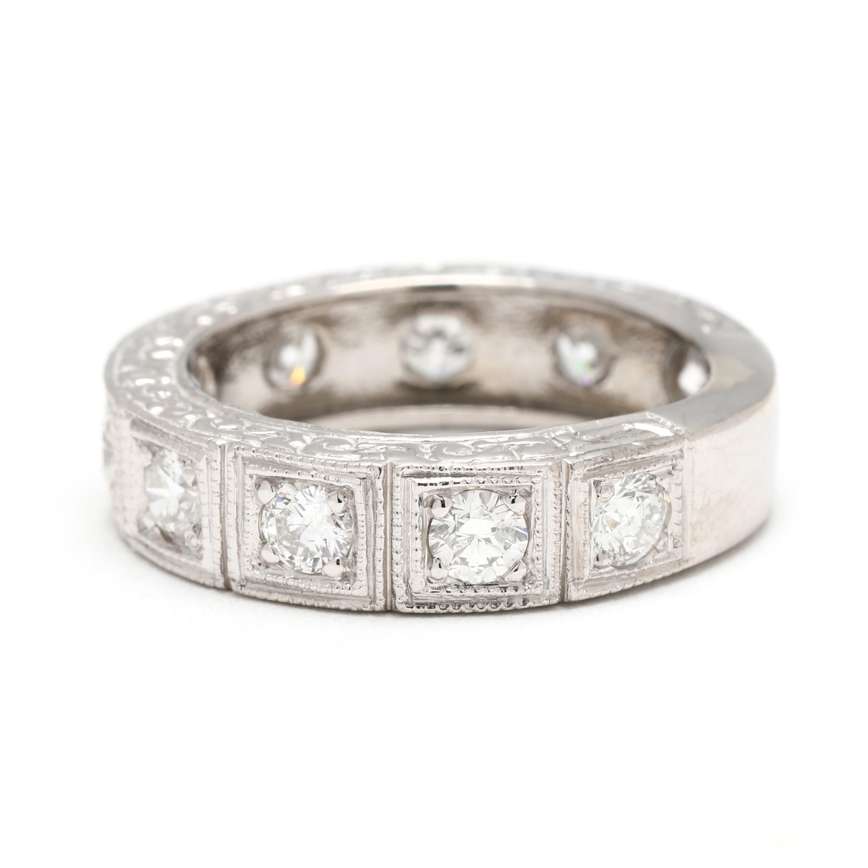 Bague à diamant 1ctw, or blanc 14k, taille 5.25 Bon état - En vente à McLeansville, NC