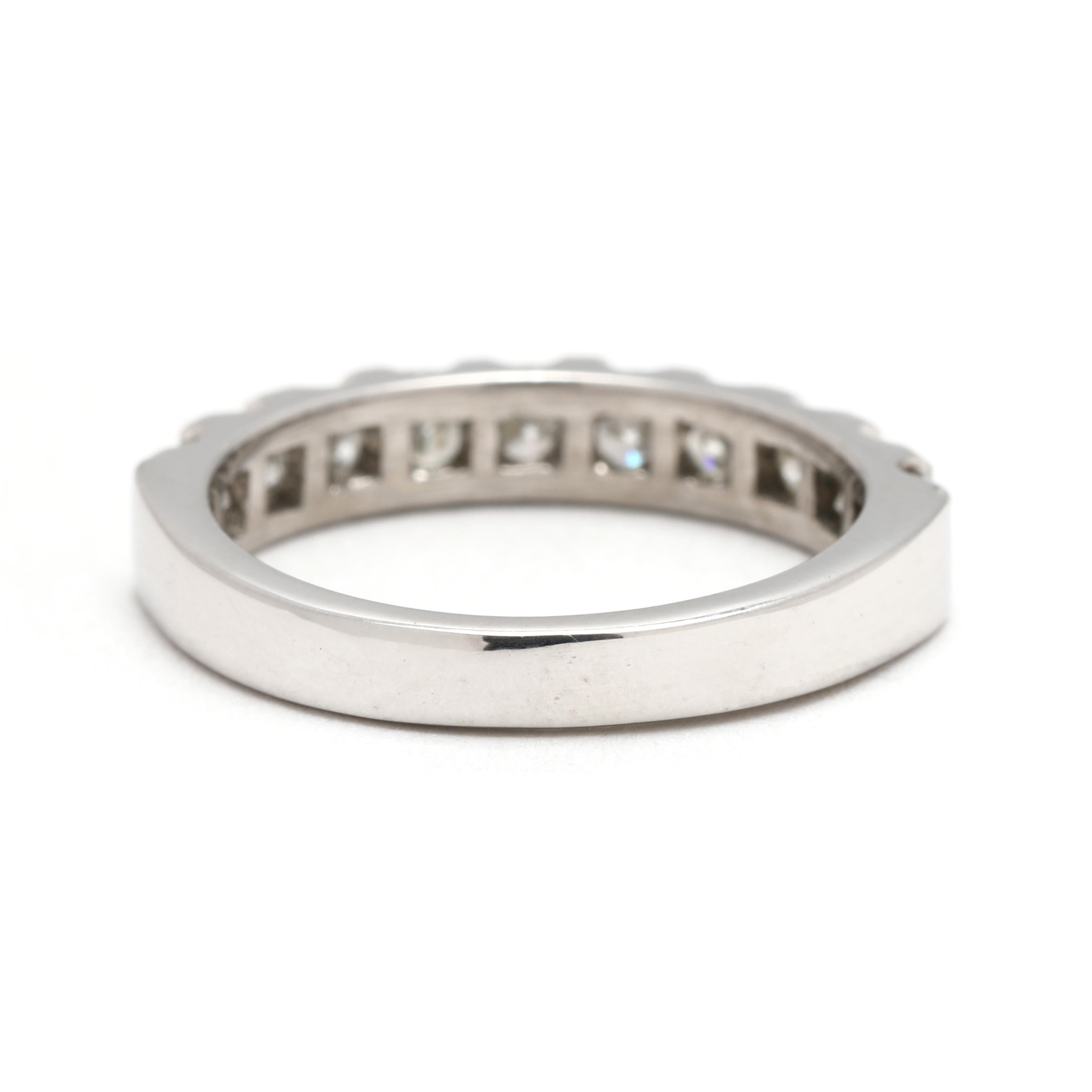 Taille ronde 1ctw Diamond Band Ring, 14k White Gold, Ring Size 6, Stackable en vente